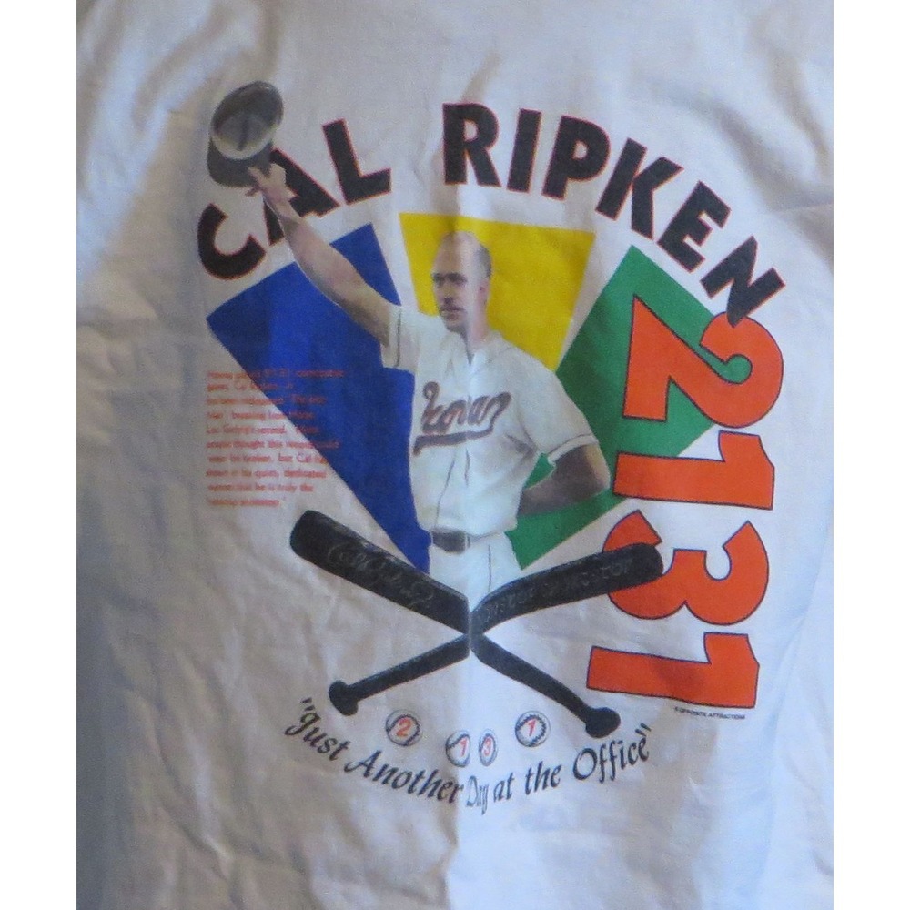 Cal Ripken Baltimore Orioles Tshirt Iron Man Another Day At The Office Large